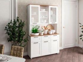 Буфет Катерини (дуб бельмунд/белое дерево) в Болотном - bolotnoe.mebel-nsk.ru | фото