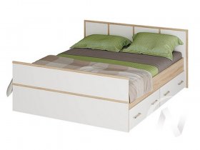 Двуспальная кровать 1,6м Сакура (дуб сонома/белый) в Болотном - bolotnoe.mebel-nsk.ru | фото