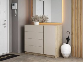 Комод Бостон  КМ-001 (дуб крафт серый/кашемир) в Болотном - bolotnoe.mebel-nsk.ru | фото