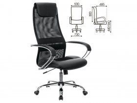 Кресло офисное BRABIX PREMIUM Stalker EX-608 CH, хром, ткань-сетка/кожзам, черное в Болотном - bolotnoe.mebel-nsk.ru | фото