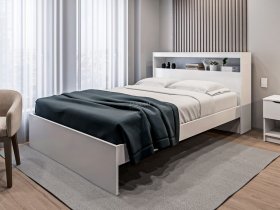 Кровать двуспальная 1,6м Бруклин СБ-3356 (белый) в Болотном - bolotnoe.mebel-nsk.ru | фото