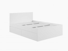 Кровать двуспальная с ящиками 1,4м Мадера-М1400 (белый) в Болотном - bolotnoe.mebel-nsk.ru | фото