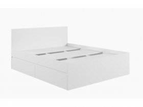 Кровать двуспальная с ящиками 1,6м Мадера-М1600 (белый) в Болотном - bolotnoe.mebel-nsk.ru | фото