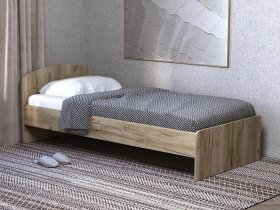 Кровать односпальная 80 с низкой спинкой (дуб крафт серый) в Болотном - bolotnoe.mebel-nsk.ru | фото
