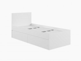 Кровать односпальная с ящиками 0,9м Мадера-М900 (белый) в Болотном - bolotnoe.mebel-nsk.ru | фото