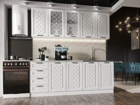 Кухонный гарнитур Агава 2,0 м (акация белая) в Болотном - bolotnoe.mebel-nsk.ru | фото