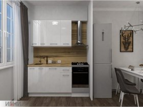 Кухонный гарнитур МДФ Выгодно и точка 1,5 м (белый глянец) в Болотном - bolotnoe.mebel-nsk.ru | фото