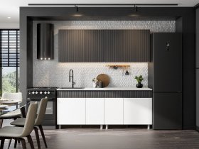 Кухонный гарнитур София (2,0м) (бланж/графит матовый) в Болотном - bolotnoe.mebel-nsk.ru | фото