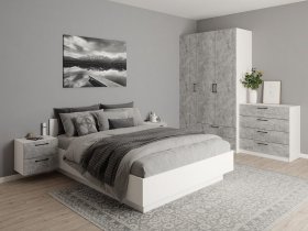 Модульная спальня Гамма (белый/цемент) в Болотном - bolotnoe.mebel-nsk.ru | фото