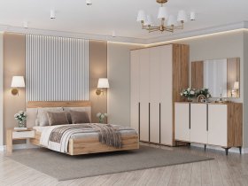 Модульная спальня Сицилия (дуб альпийский/тефия) в Болотном - bolotnoe.mebel-nsk.ru | фото