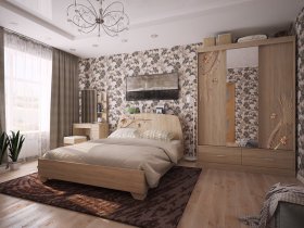 Модульная спальня Виктория-1 (дуб сонома) в Болотном - bolotnoe.mebel-nsk.ru | фото