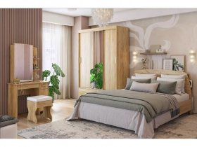 Модульная спальня Виктория-1 (дуб крафт золотой) в Болотном - bolotnoe.mebel-nsk.ru | фото