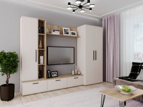 Модульная стенка Верона (сатин/дуб крафт серый) в Болотном - bolotnoe.mebel-nsk.ru | фото