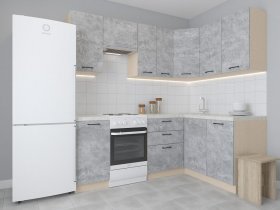 Модульная угловая кухня 1,4м*2,1м Лада (цемент) в Болотном - bolotnoe.mebel-nsk.ru | фото