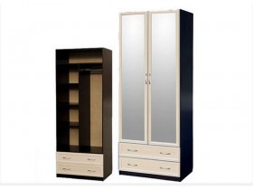 Шкаф двухстворчатый с ящиками с 2-мя зеркалами  (профиль МДФ) в Болотном - bolotnoe.mebel-nsk.ru | фото