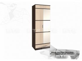 Шкаф двухстворчатый с зеркалом платяной-бельевой Сакура (BTS) в Болотном - bolotnoe.mebel-nsk.ru | фото