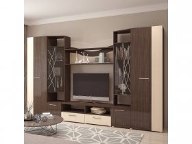 Стенка Гамма (дуб венге/дуб молочный) в Болотном - bolotnoe.mebel-nsk.ru | фото