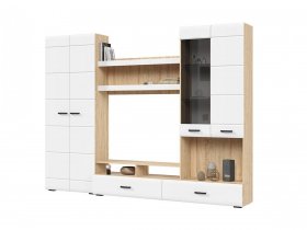 Стенка ГС-01 Либерти (дуб сонома/белый глянец) в Болотном - bolotnoe.mebel-nsk.ru | фото