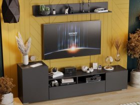 Стенка «Сильвия» (графит серый) в Болотном - bolotnoe.mebel-nsk.ru | фото