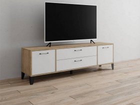 Тумба под ТВ Парус-13 (дуб крафт серый/белый) в Болотном - bolotnoe.mebel-nsk.ru | фото